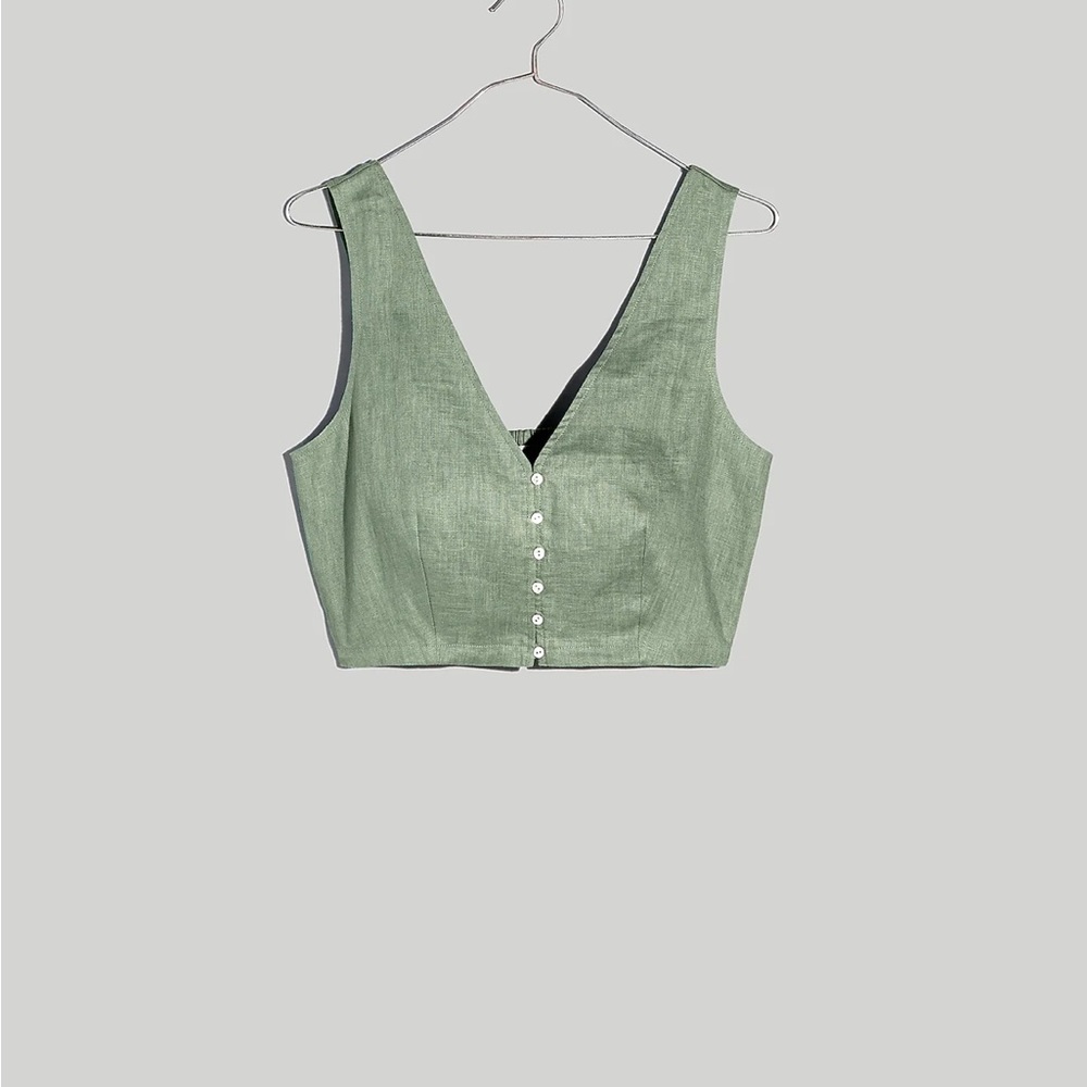 NWT Madewell Linen Crop Top - Picture 6 of 10